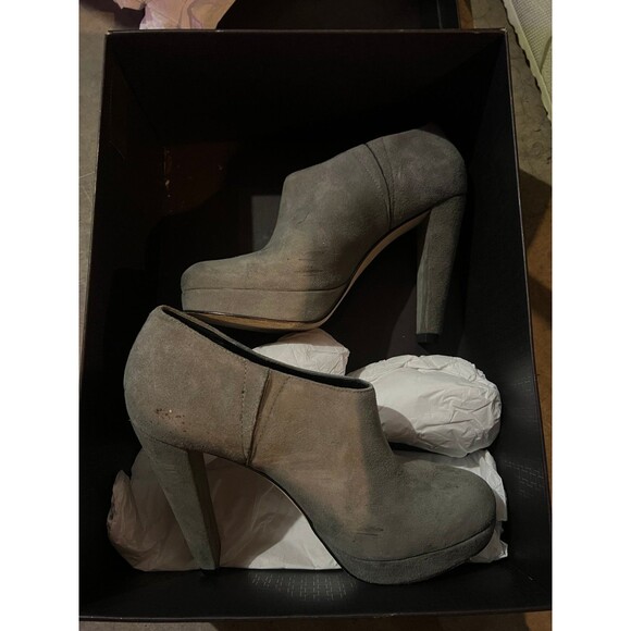 Cole haan boot heels platform booties ankle heels grey worn once size 5B - Picture 3 of 6